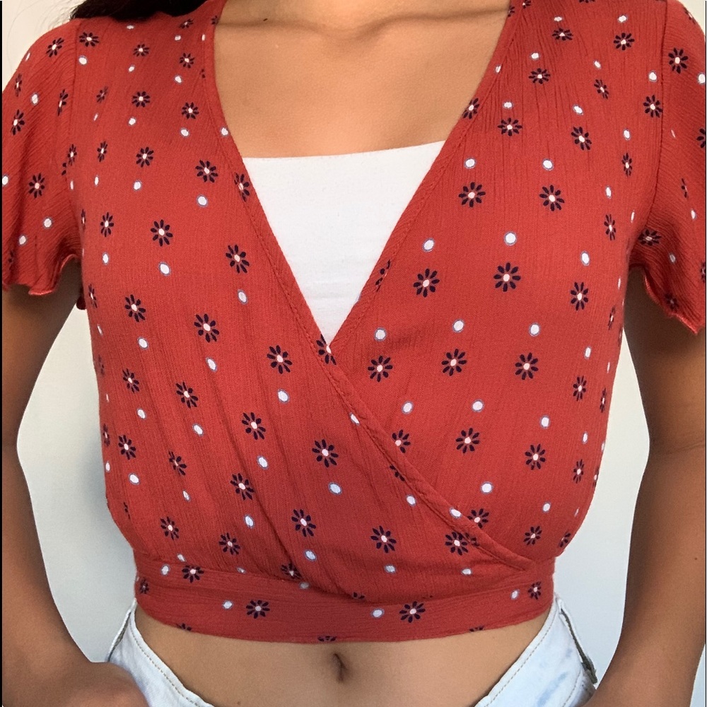 •Wrap crop top blouse